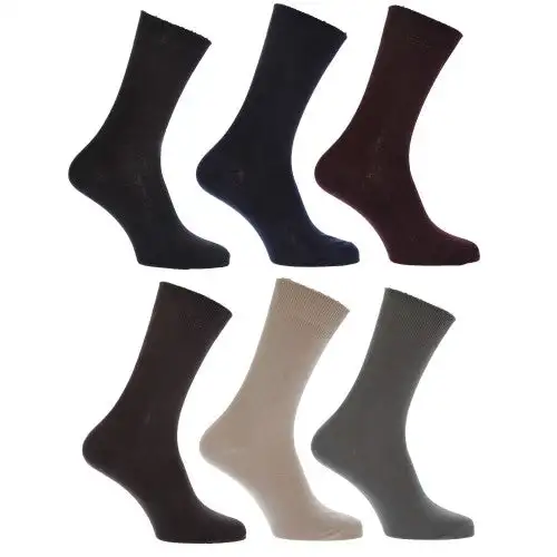 Mens 100% Cotton Plain Work/Casual Socks (Pack Of 6)
