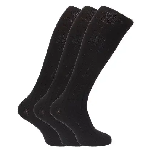 Mens Wool Blend Long Length Socks With Padded Sole (Pack Of 3)