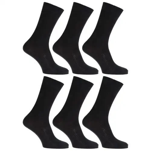 Mens Bamboo Super Soft Work/Casual Non Elastic Top Socks (Pack Of 6)