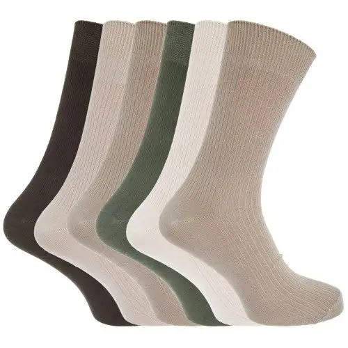 Mens Bamboo Super Soft Breathable Ribbed Socks (6 Pairs)