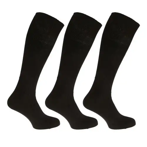 Mens 100% Cotton Ribbed Knee High Socks (Pack Of 3)