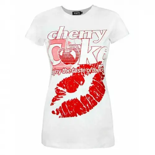Worn Womens/Ladies Taste Of The 80s Cherry Coke T-Shirt