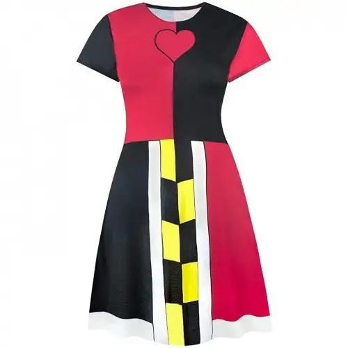 Alice In Wonderland Womens/Ladies Queen Of Hearts Cosplay Dress