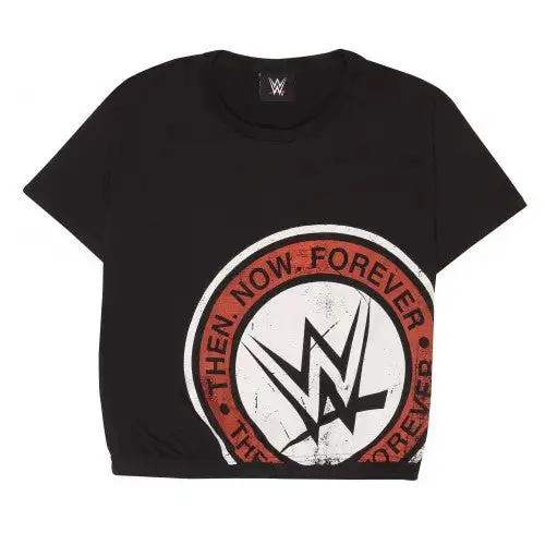 WWE Womens/Ladies Then Now Forever Logo Crop T-Shirt