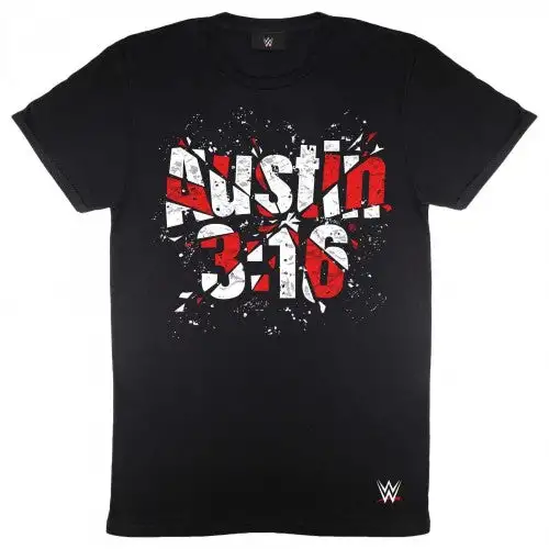 WWE Mens 3:16 Stone Cold Steve Austin Shattered Logo T-Shirt