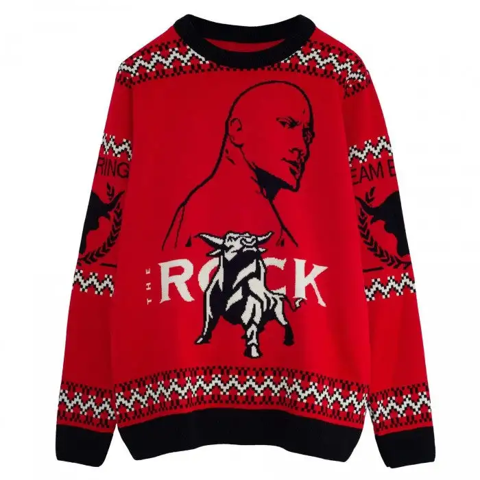 WWE Mens Team Bring It The Rock Knitted Jumper