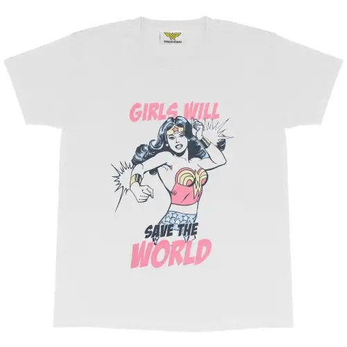 Wonder Woman Womens/Ladies Girls Will Save The World Boyfriend T-Shirt