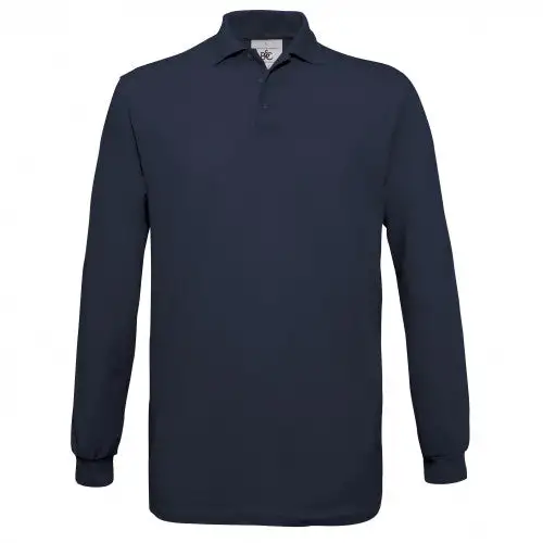 B&C Mens Safran Long Sleeve Cotton Polo Shirt