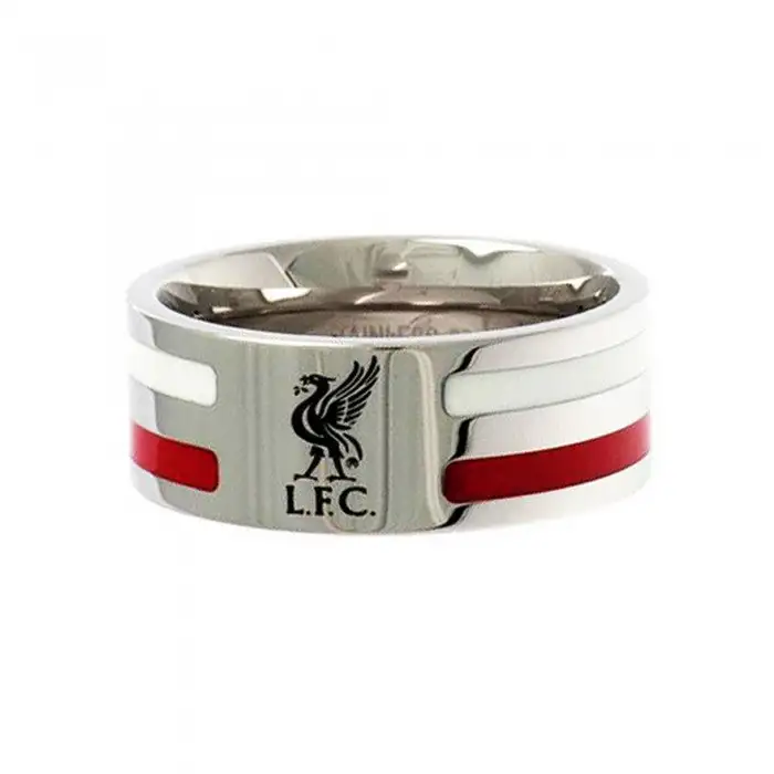 Liverpool FC Official Colour Stripe Football Crest Ring