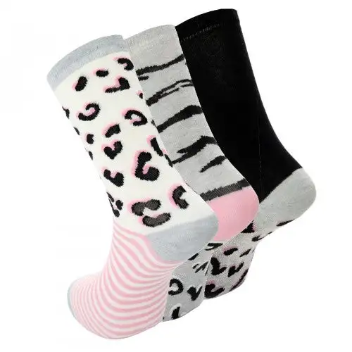 Honesty Womens/Ladies Cotton Rich Animal Print Socks (Pack Of 3)