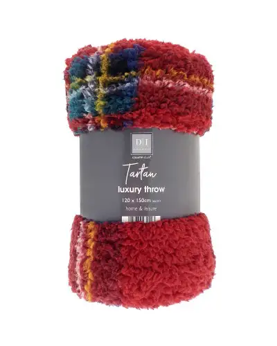 Red Tartan Sherpa Fleece Throw 120x150cm