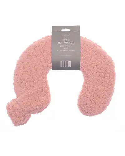 Pink Teddy Fleece Curved Hot Water Bottle
