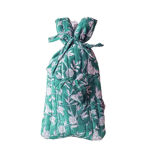 Turquoise Quilted Hot Water Bottle with Lavender Heart