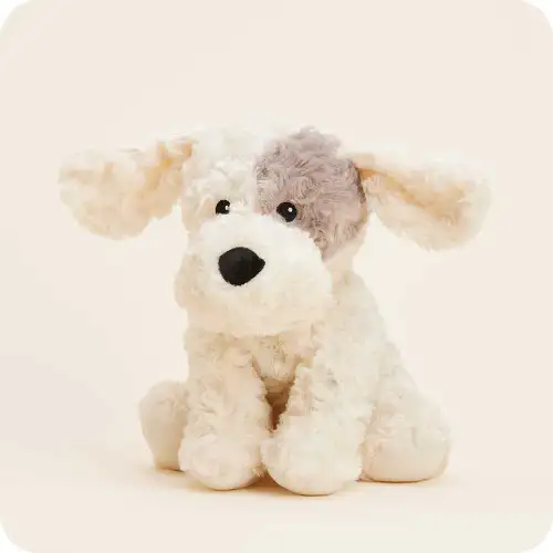 Cozy Plush Curly Patch Dog Microwavable Toy