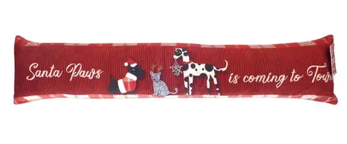 Santa Paws Xmas Print Fleece Draught Excluder