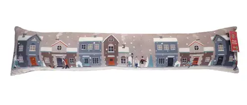 Snowy Street Xmas Print Fleece Draught Excluder