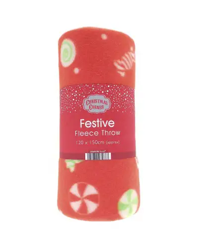 Candy Cane Lightweight Fleece Blanket 120x150cm